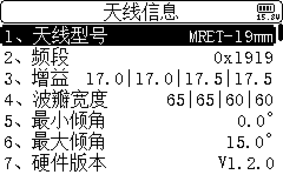 天线信息顶部