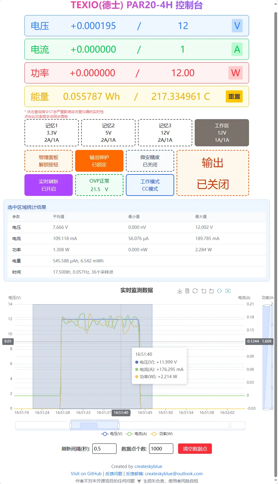 Web控制面板界面截图